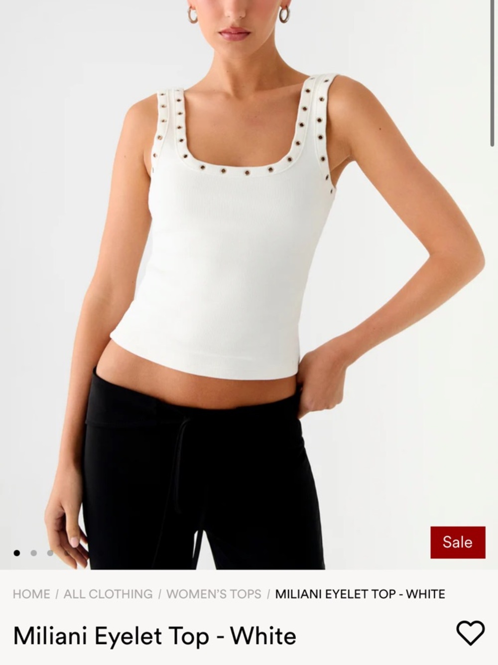 Peppermayo White Eyelet Ribbed Tank Top